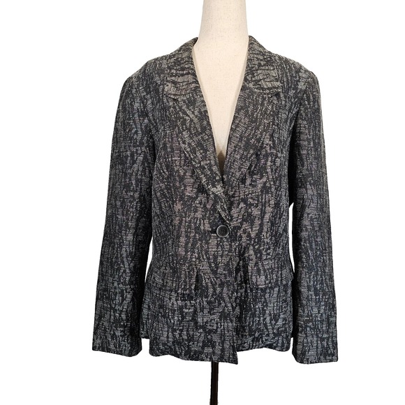 Coldwater Creek Jackets & Blazers - Coldwater‎ Creek Size 12 Black Silver Floral Jacket Blazer Womens Stylish Formal